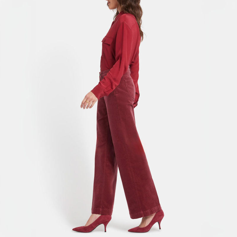 NYDJ Teresa Wide Leg Velvet Trousers in Painbrush