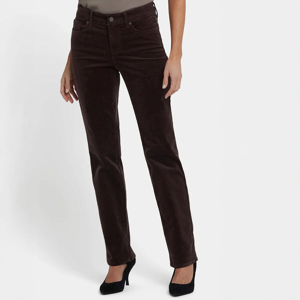 NYDJ Marilyn Straight leg Corduroy in Bitter/Chocolate