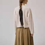 ANNE-MI Meadow Merino Wool Cardigan in White Sand