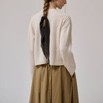 ANNE-MI Meadow Merino Wool Cardigan in White Sand