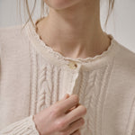 ANNE-MI Meadow Merino Wool Cardigan in White Sand