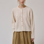 ANNE-MI Meadow Merino Wool Cardigan in White Sand