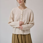 ANNE-MI Meadow Merino Wool Cardigan in White Sand