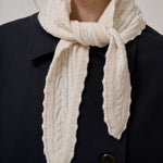 ANNE-MI Meadow Merino Wool Triangle Scarf in White Sand