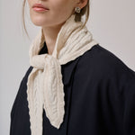 ANNE-MI Meadow Merino Wool Triangle Scarf in White Sand