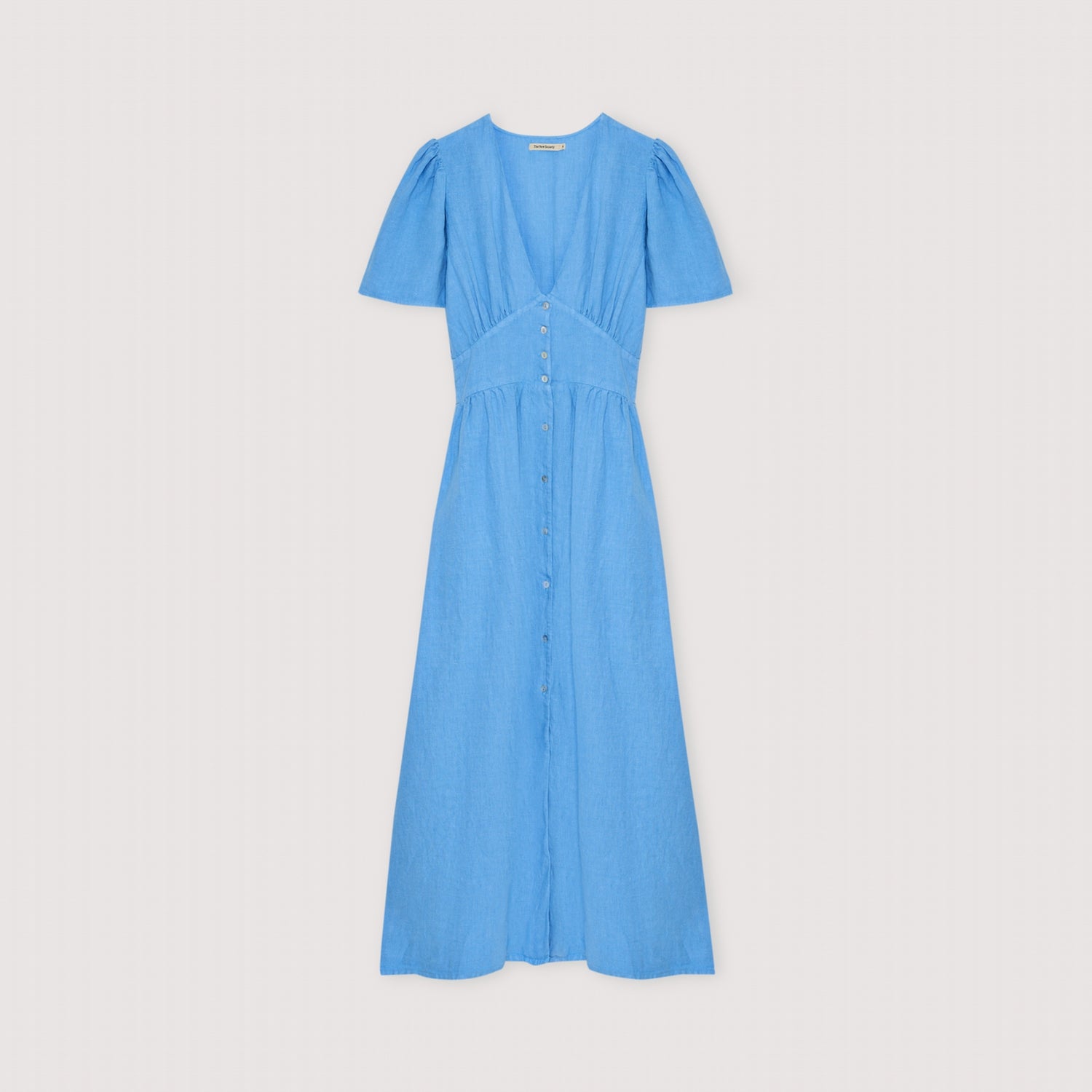 THE New SOCIETY Melissa Linen Dress in Vista Blue L THE New SOCIETY Melissa Linen Dress in Vista Blue L