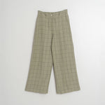 INDI & COLD Linen Square Check Trousers in Pale Khaki