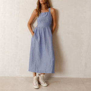 Pinafore Dress in Icy Blue