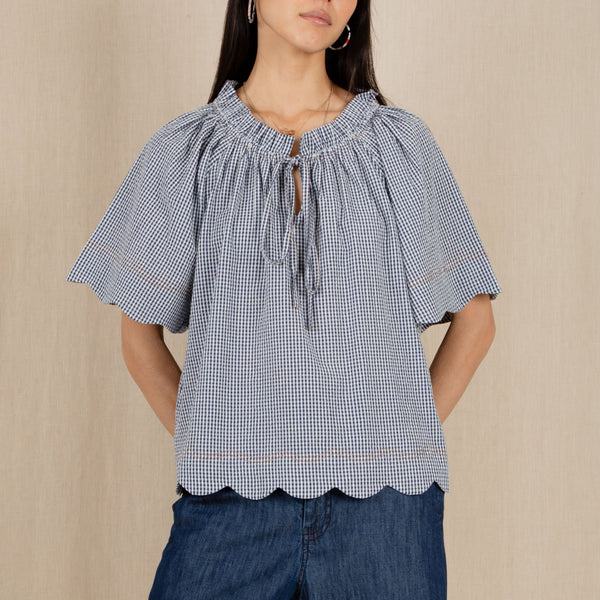 BONTE Milla Gingham Top in Navy
