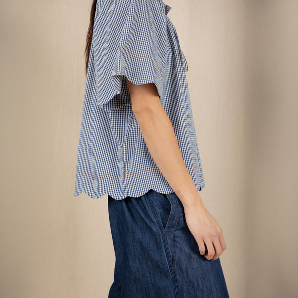 BONTE Milla Gingham Top in Navy