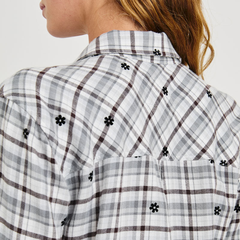 RAILS Milo L/S Shirt in Stone Flocked Daisies