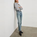 RAILS Milo L/S Shirt in Stone Flocked Daisies