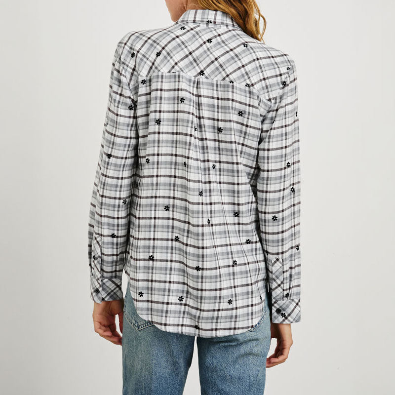 RAILS Milo L/S Shirt in Stone Flocked Daisies