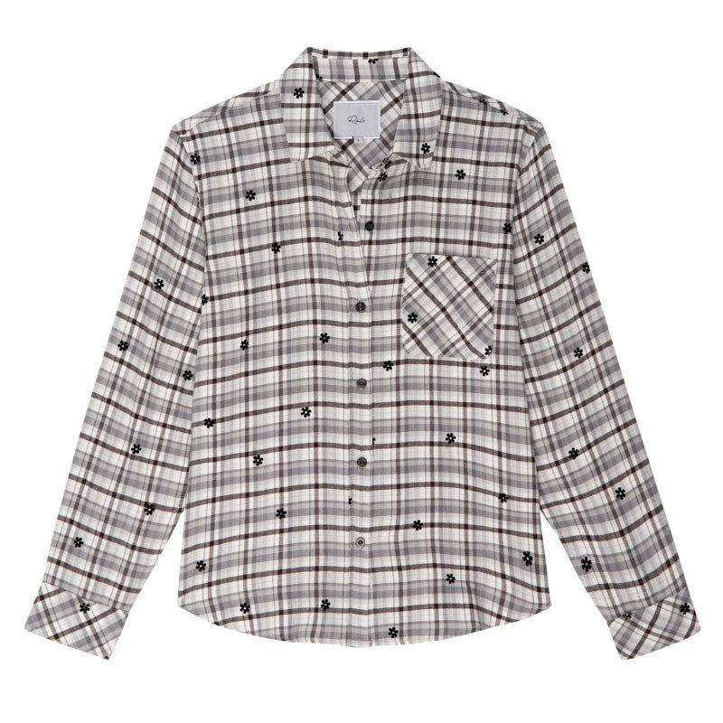 RAILS Milo L/S Shirt in Stone Flocked Daisies