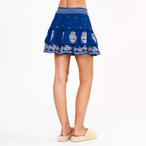 Mina Embroidered Mini Skirt in Blue