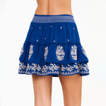 Mina Embroidered Mini Skirt in Blue