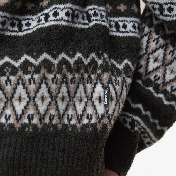 BARBOUR Hase Brushed Fair Isle Crew Neck in Olive/Ink