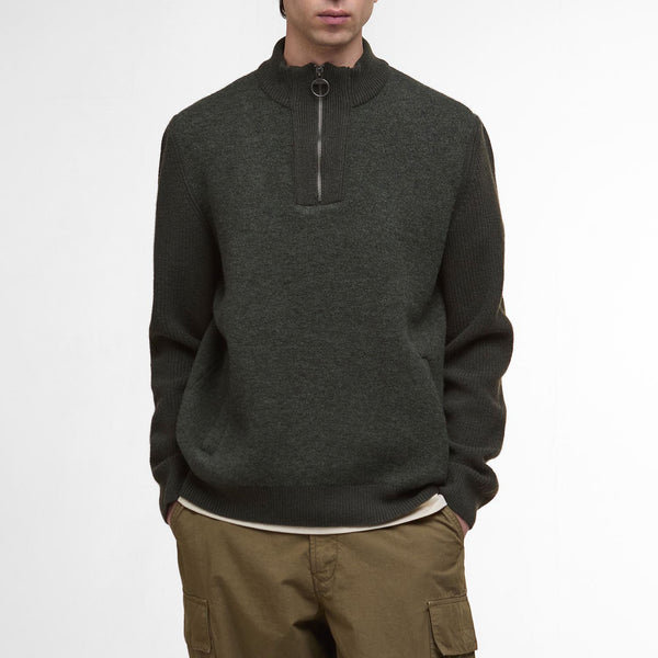 BARBOUR Milburn Half Zip Jumper in Dark/Olive