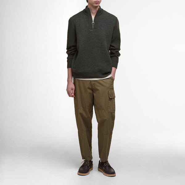 BARBOUR Milburn Half Zip Jumper in Dark/Olive
