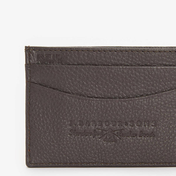 BARBOUR Amble Leather Card Holder in Dark Brown