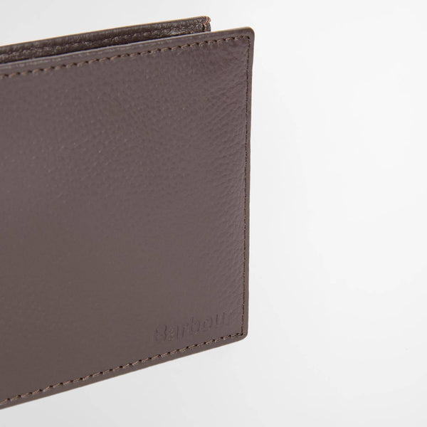 BARBOUR Amble Leather Billfold Wallet in Dark Brown