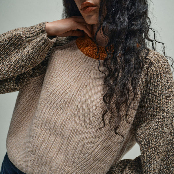 HEYANNO MMHAce Block Knit in Ecru