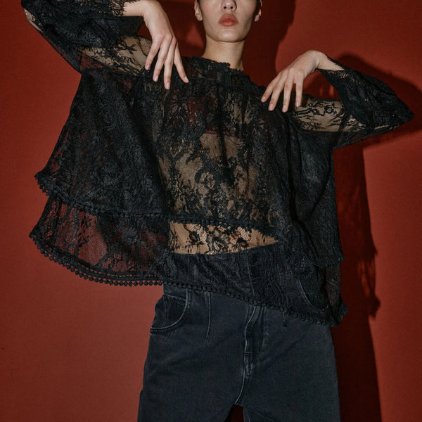 HEYANNO MMHNeat Lace Blouse in Black