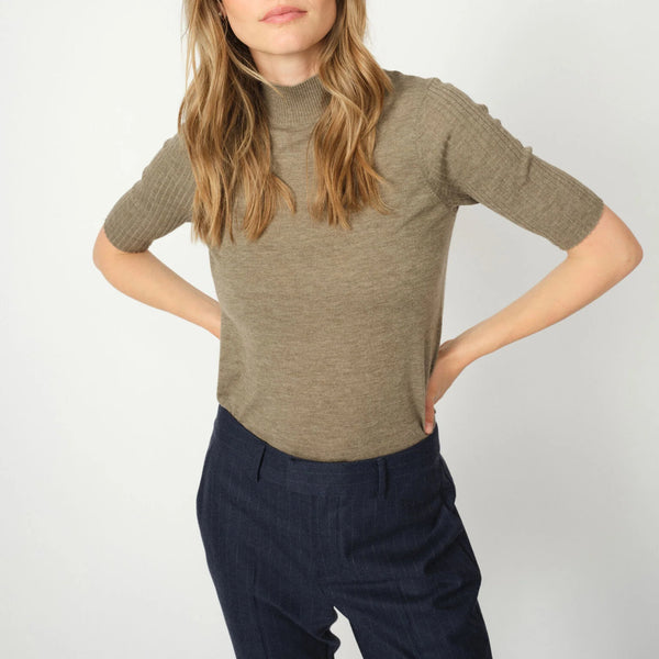 MOS MOSH MMRelena Turtleneck SS Knit in Falcon