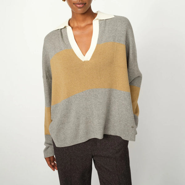 MOS MOSH MMWylie Tani Bold Stripe Knit in True Camel