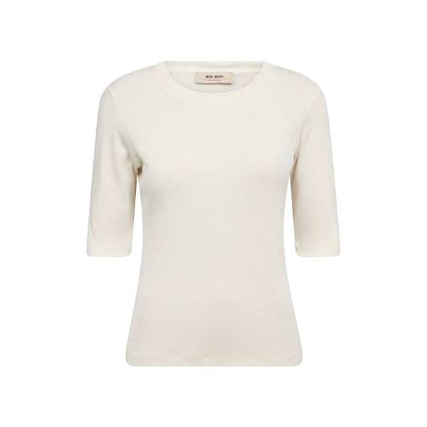 MOS MOSH MMMali Round Neck 3/4 Sleeve T-Shirt in Ecru