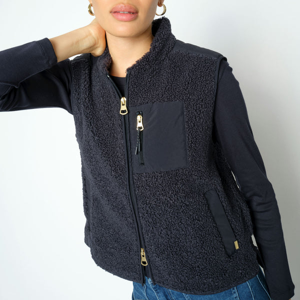 MOS MOSH MMRowe Eli Teddy Gilet in Salute Navy