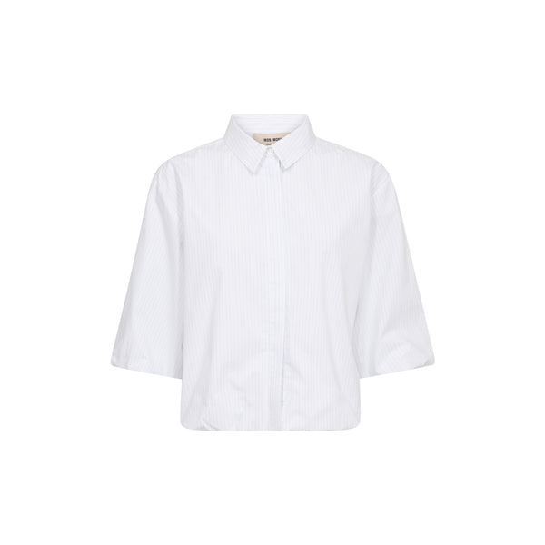 MOS MOSH MMMaxime Nylah Stripe Oversize Cropped Shirt in Bright White