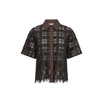 MOS MOSH MMLia Checko Short Sleeve Lace Shirt in Delicioso