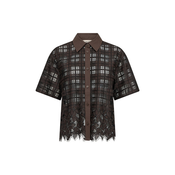 MOS MOSH MMLia Checko Short Sleeve Lace Shirt in Delicioso