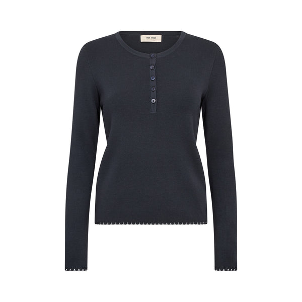 MOS MOSH MMAliz Caliz Long Sleeve Henley T-Shirt in Salute Navy