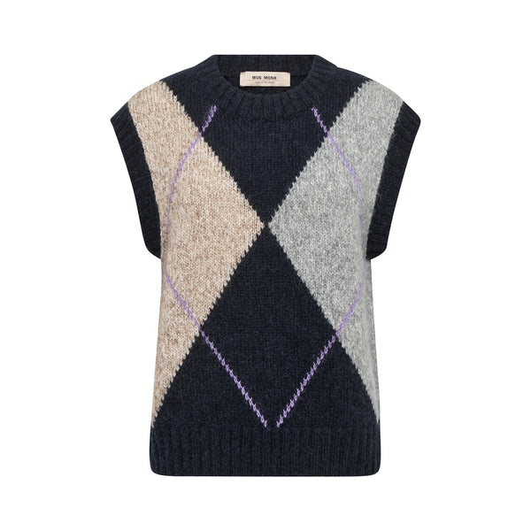 MOS MOSH MMJennine Argyll Alpaca Knitted Tank in Salute Navy