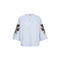 MOS MOSH MMAleysa Popli V-Neck Embroidered Sleeve Blouse  in Skyway