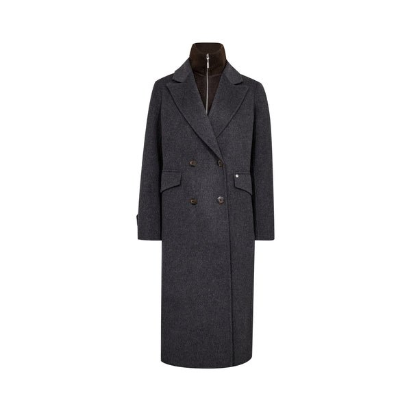 MOS MOSH MMAlva Loisa Mock Neck Long Coat in Anthracite