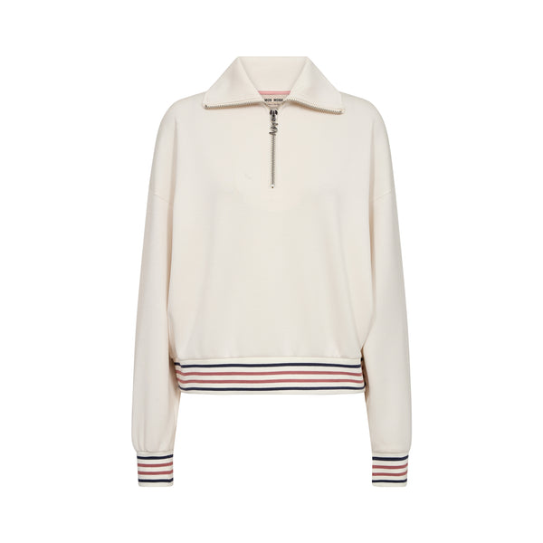 MOS MOSH MMGeorgia Long Sleeve Zip Sweatshirt in Ecru