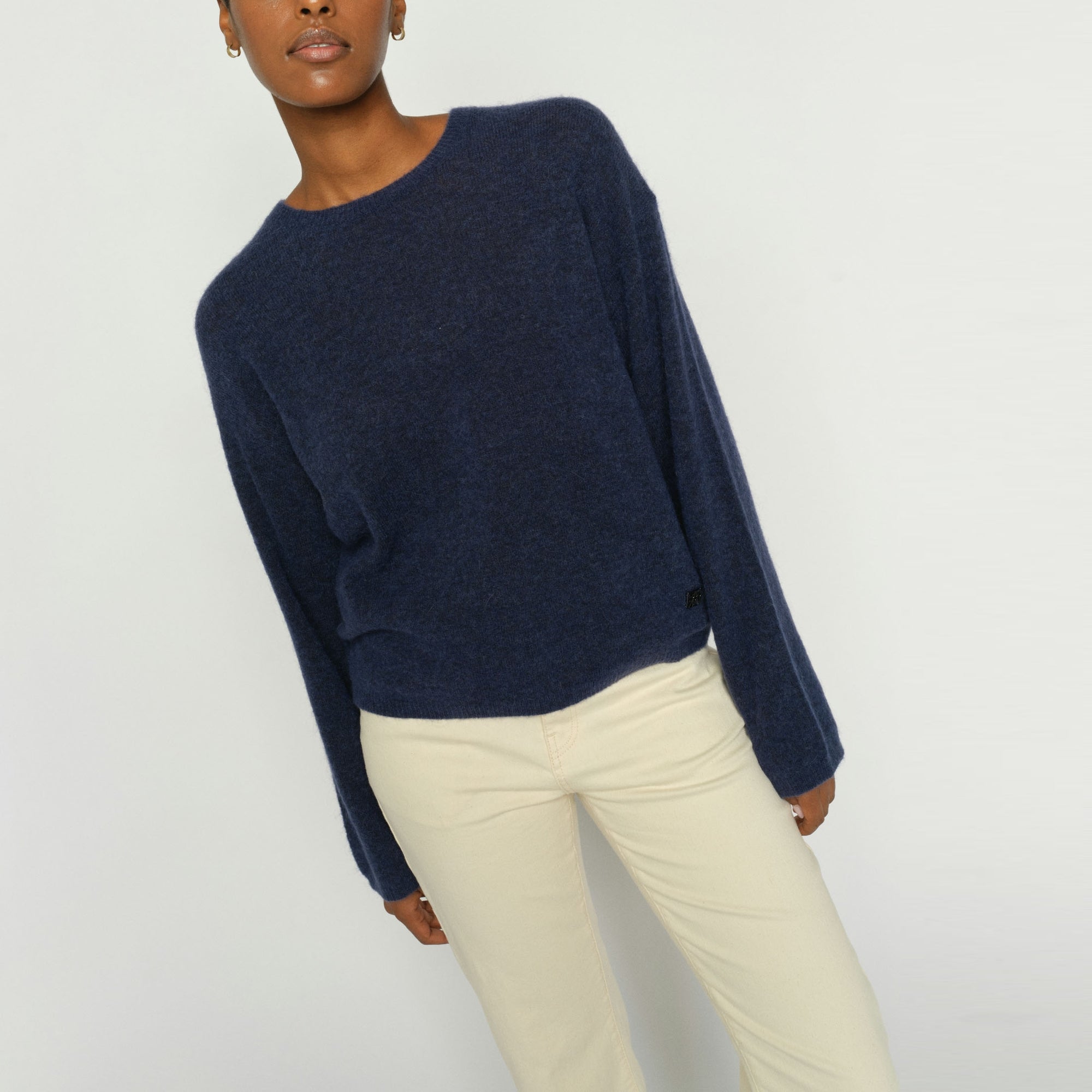 MOS MOSH MMMape Round Neck Knit Jumper in Crown Blue | Collen & Clare