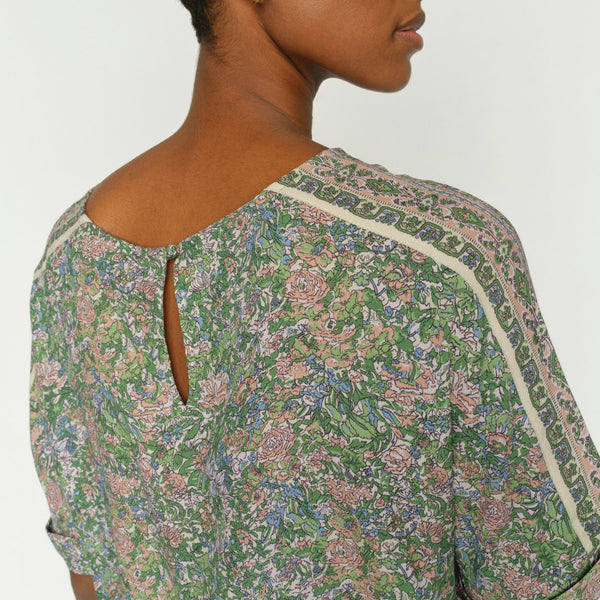 MOS MOSH MMPalma Flowish Orchid Blouse in Turf Green