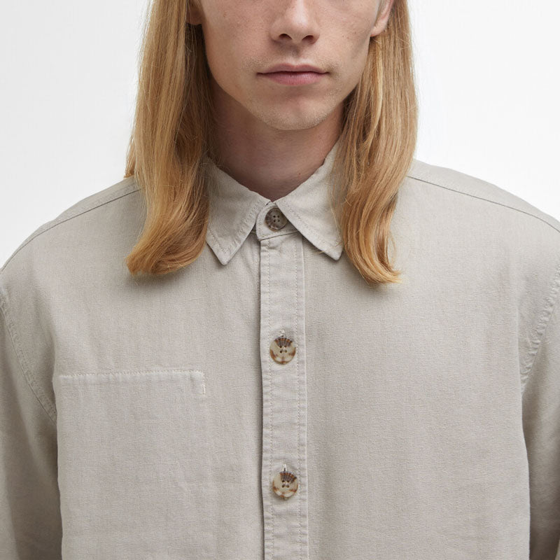 BARBOUR Natural Linen Blend Overshirt in Mist