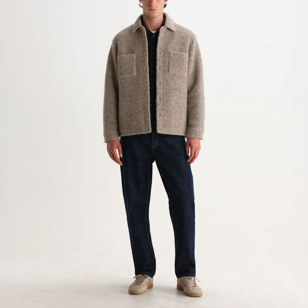 WAX LONDON Mount Reversible Bobble Wool Overshirt in Natural