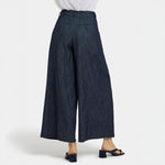 NYDJ Higher Rise Giselle Pleated Wide Leg Ankle Jean in Dark Indigo