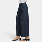 NYDJ Higher Rise Giselle Pleated Wide Leg Ankle Jean in Dark Indigo