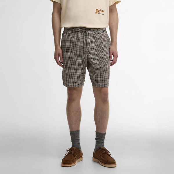 BARBOUR Fife Checked Shorts in Neutral