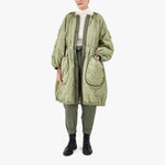 MARFA STANCE Patchwork Parachute Parka in Mineral Green/Anthracite/Pale Sage