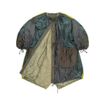 MARFA STANCE Patchwork Parachute Parka in Mineral Green/Anthracite/Pale Sage
