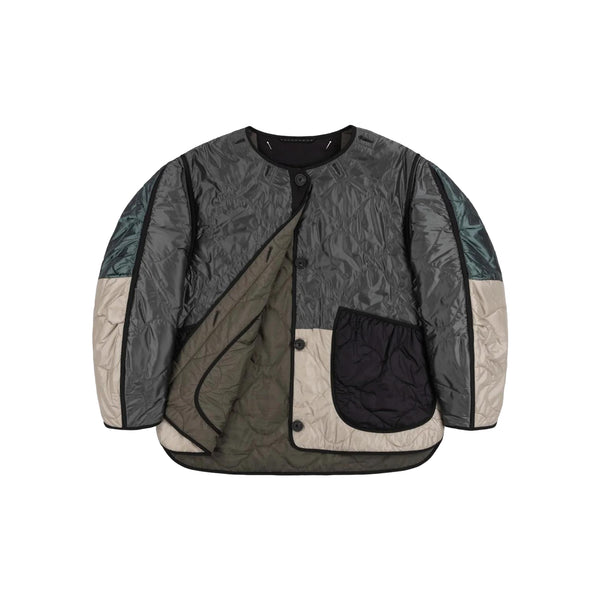 MARFA STANCE Signature Patchwork Cropped Quilt in Anthracite and Dark Olive