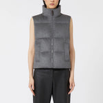 S MAX MARA MTCAmoroso Water-Repellent Padded Cashmere & Canvas Gilet in Medium Grey